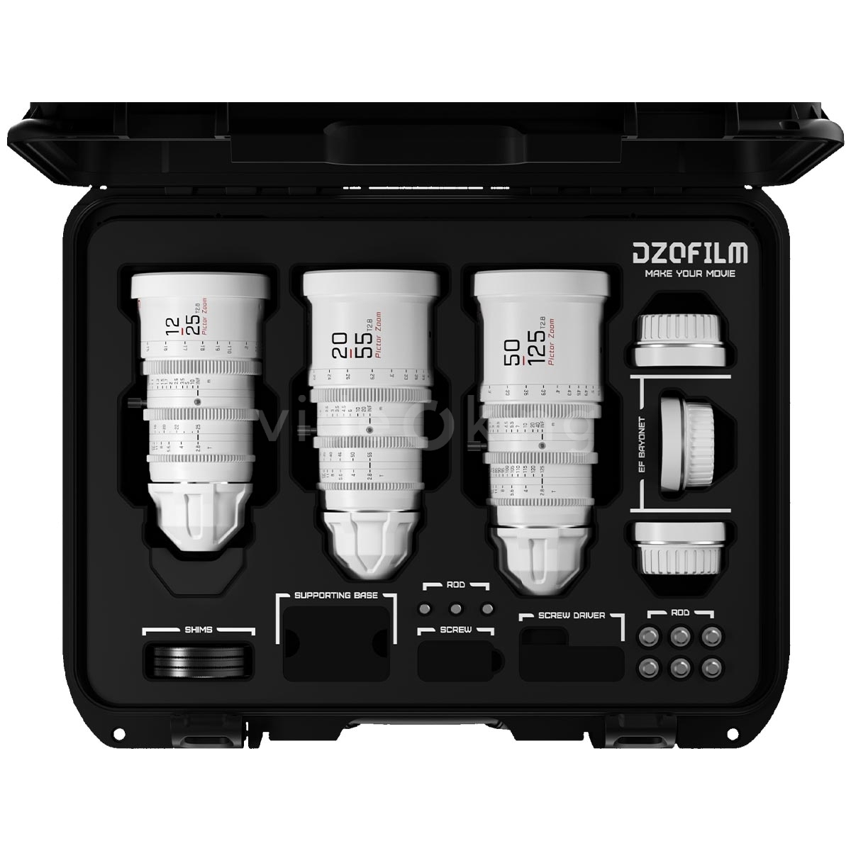 DZOFILM Pictor Zoom 3-Lens Kit (12-25/20-55/50-125, T2.8) (White) (PL+EF Mount)