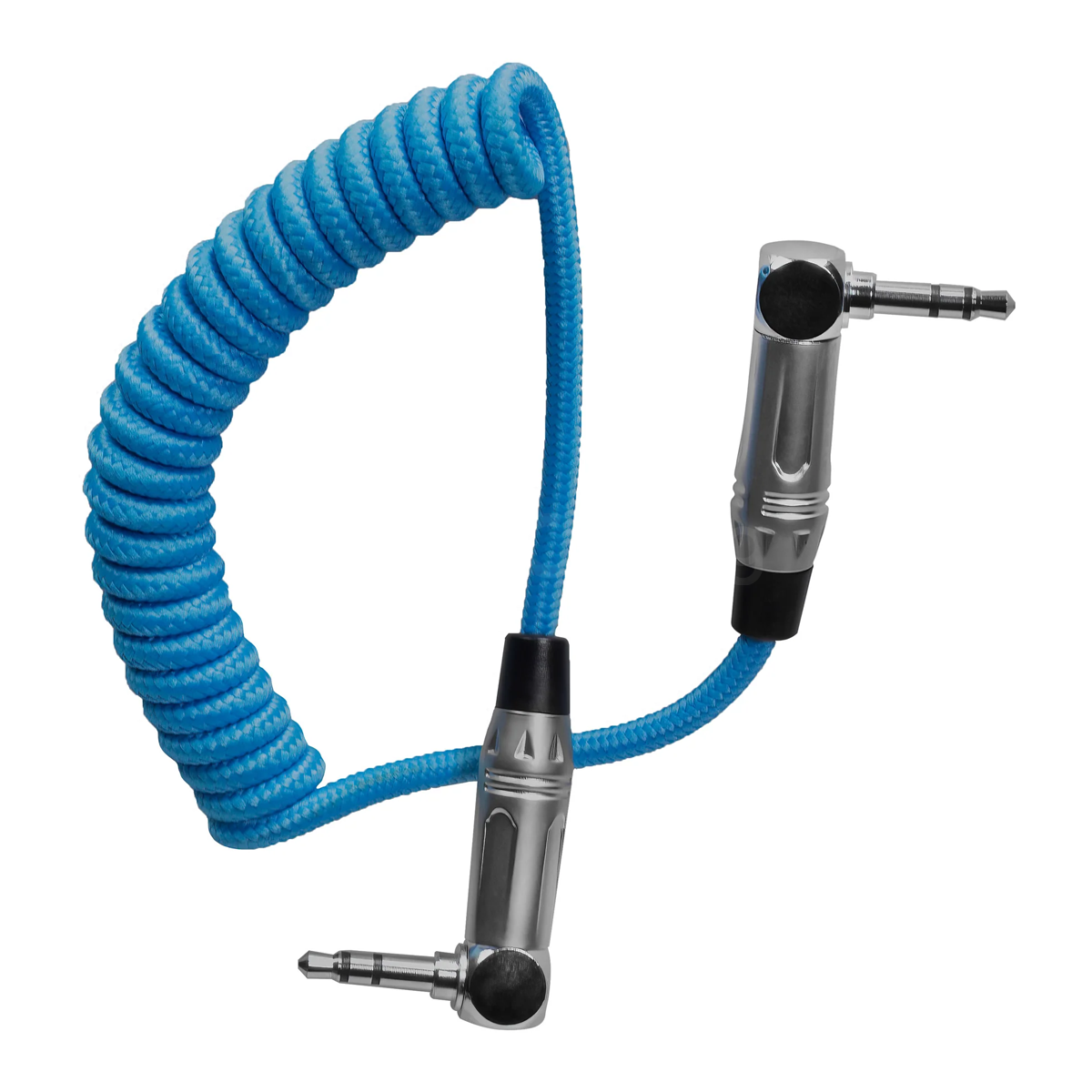 Kondor Blue Coiled 3.5mm Right Angle TRS Stereo Audio Cable