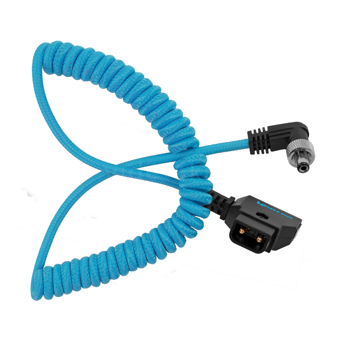 Kondor Blue Coiled D-Tap to Locking DC 2.1mm Right Angle Cable