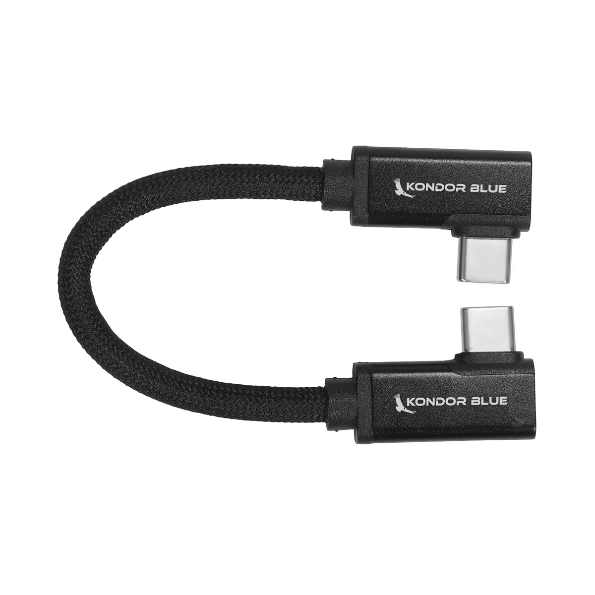 Kondor Blue Dual Right Angle USB-C Braided Cable for 8K Data and Power Delivery